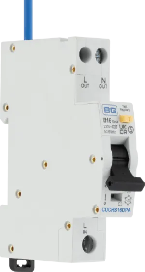 BG CUCRB16DPA 16A Double Pole 1 Module B Curve 6kA 30mA Type A Compact RCBO