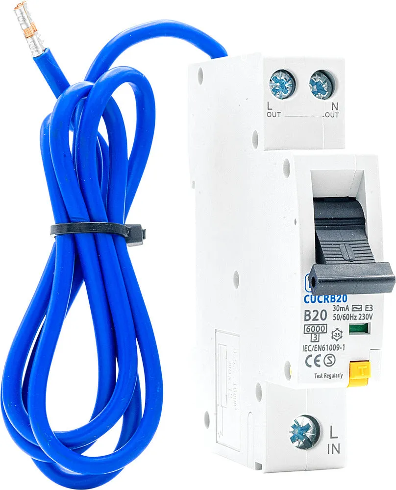 BG CUCRB20 20A SP 1 Module B Curve 6kA 30mA Type AC Compact RCBO