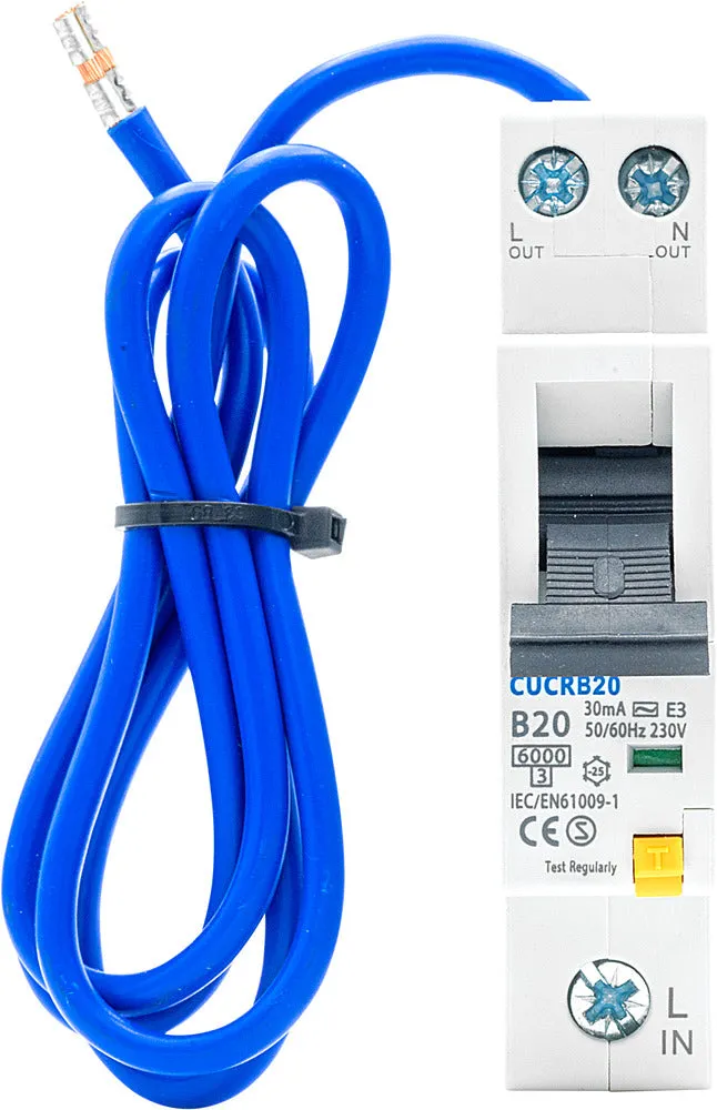 BG CUCRB20 20A SP 1 Module B Curve 6kA 30mA Type AC Compact RCBO