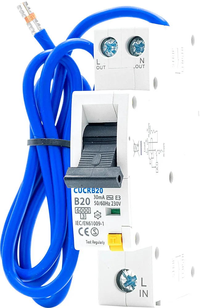 BG CUCRB20 20A SP 1 Module B Curve 6kA 30mA Type AC Compact RCBO