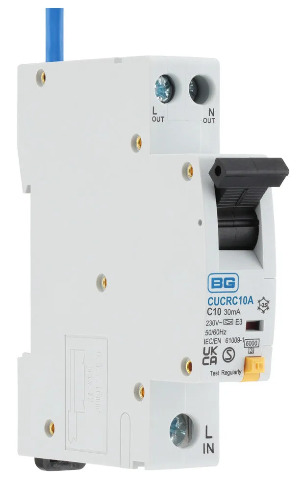 BG CUCRC10A 10A SP 1 Module C Curve 6kA 30mA Type A Compact RCBO