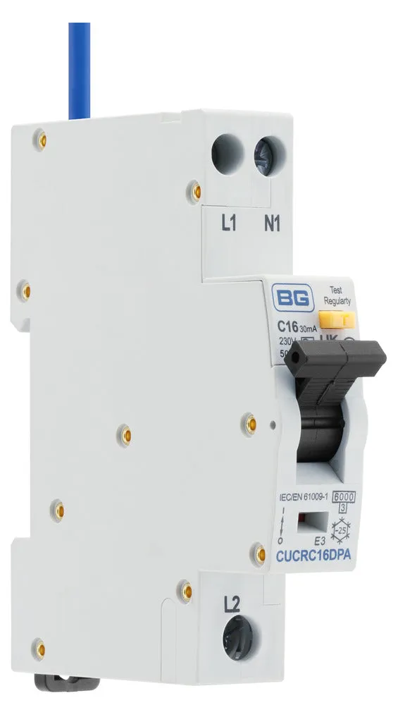 BG CUCRC16DPA 16A 30mA C Curve Type A Double Pole Compact RCBO Bi-Directional