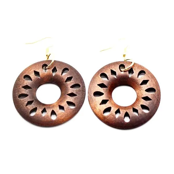 Big Round African Wood Earrings