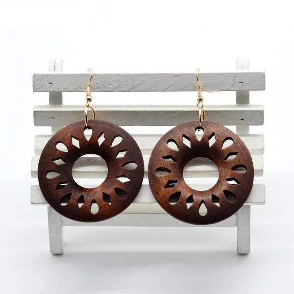 Big Round African Wood Earrings
