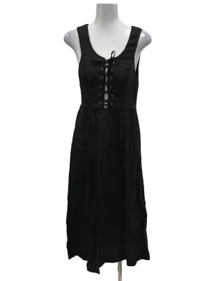 Black Lace Up Sleeveless Maxi Dress