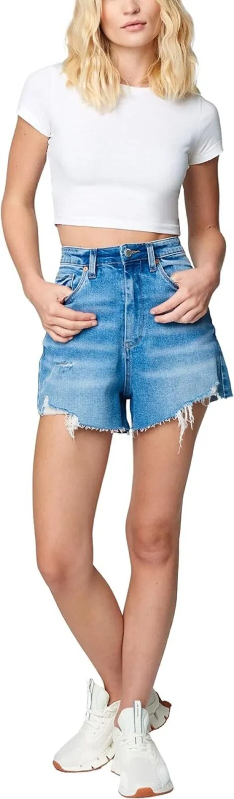 [blanknyc] Womens Luxury Clothing High Rise Denim Cut Off Short  Blue 25
