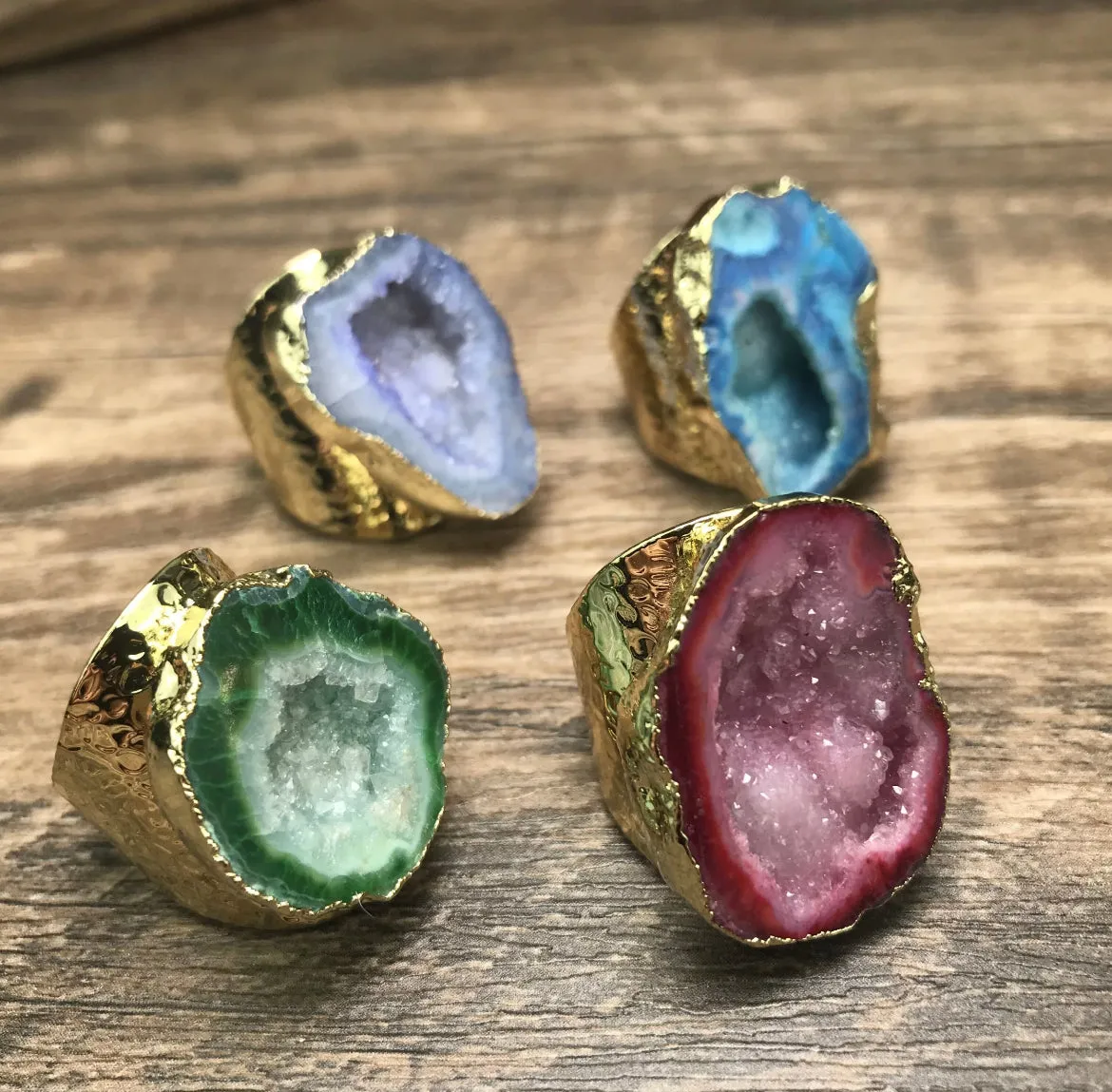 Boho & Mala Mix Colour Agate Statement Ring (Blue) R1059