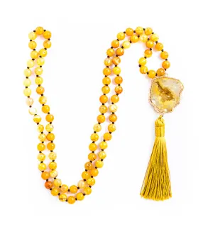 Boho & Mala Tribal Agate Slice Tassel Necklace (Orange) TN10049