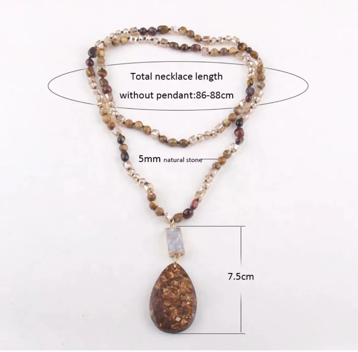 Boho & Mala Tribal Mix Green Agate Stone Necklace TN10072