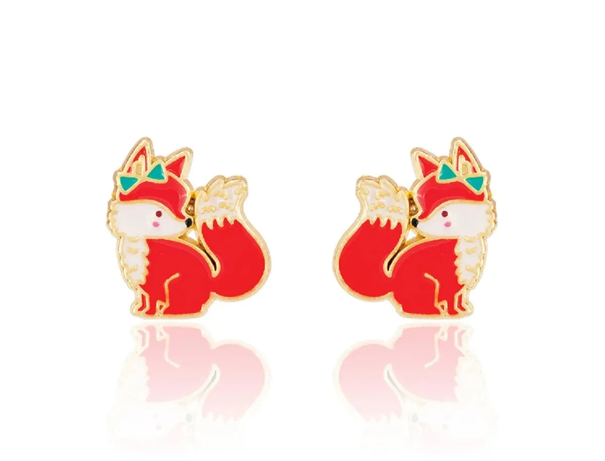 Boucles d'oreilles en émail - Renard Chic - Girl Nation