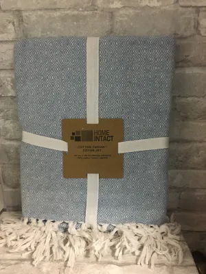 Brand new Home Intact 100% Cotton throw, 50X60! Blue! Retails $60 