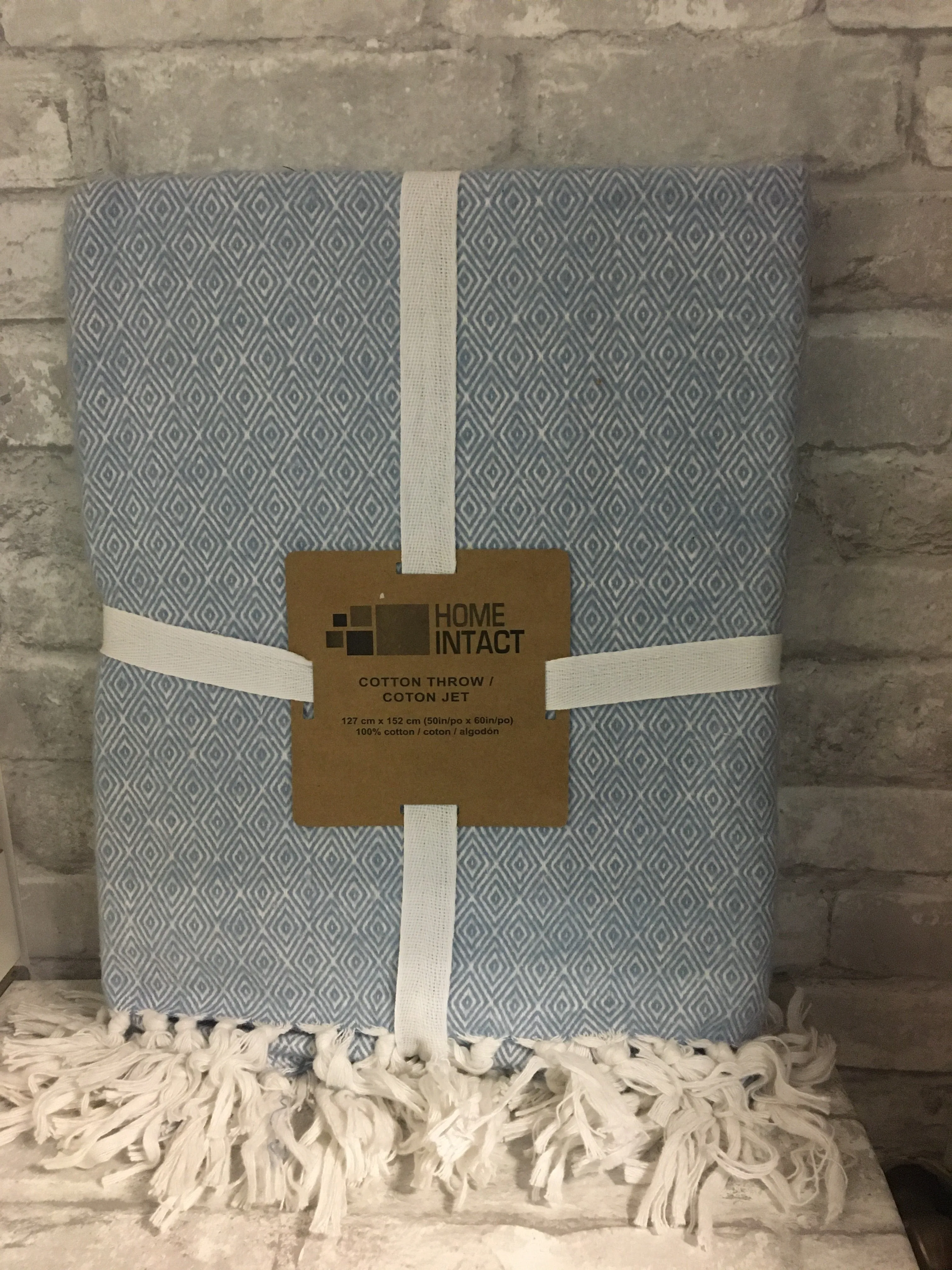 Brand new Home Intact 100% Cotton throw, 50X60! Blue! Retails $60 