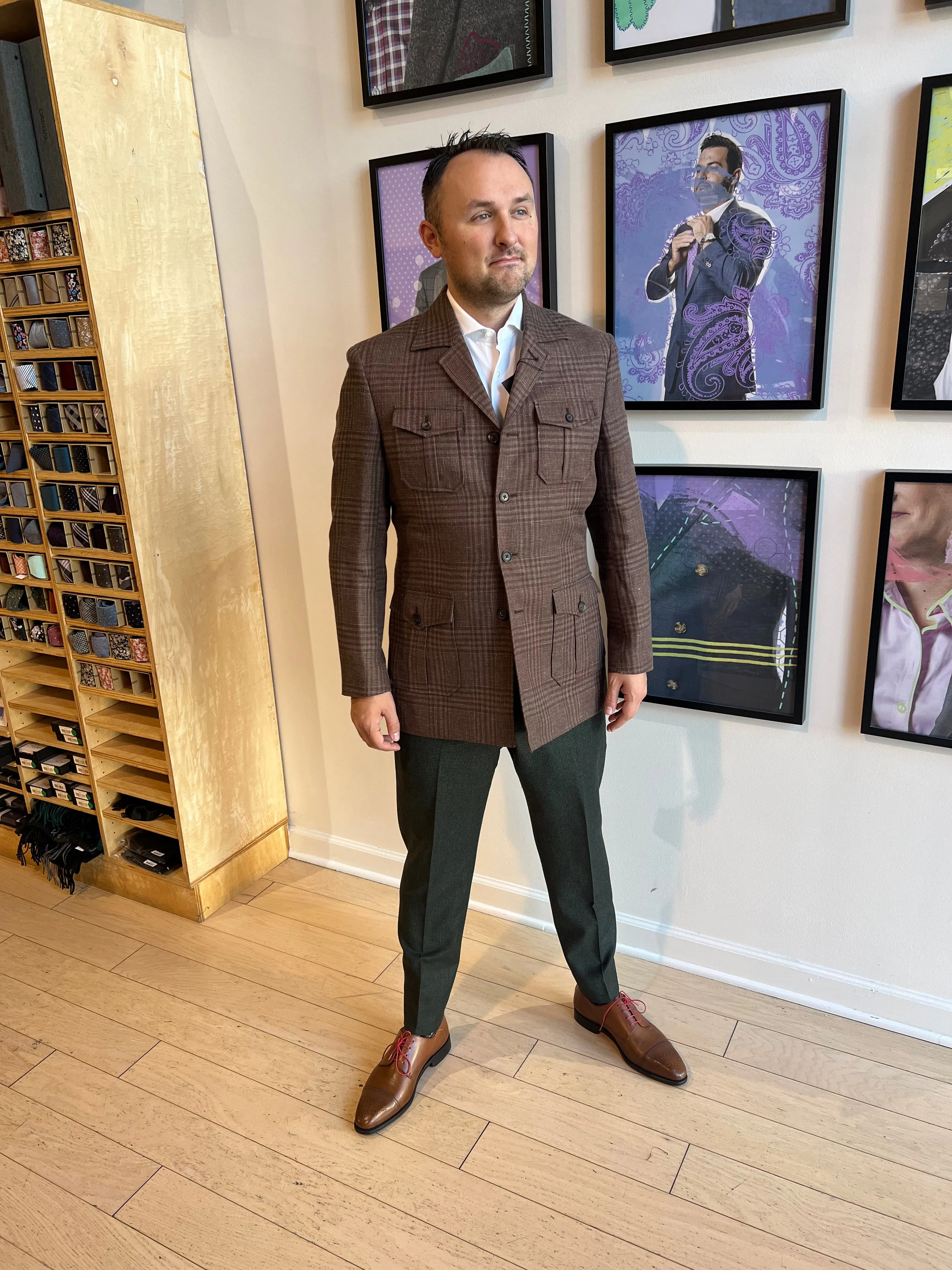 Brown Plaid Safari Jacket (Final Sale)