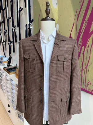 Brown Plaid Safari Jacket (Final Sale)