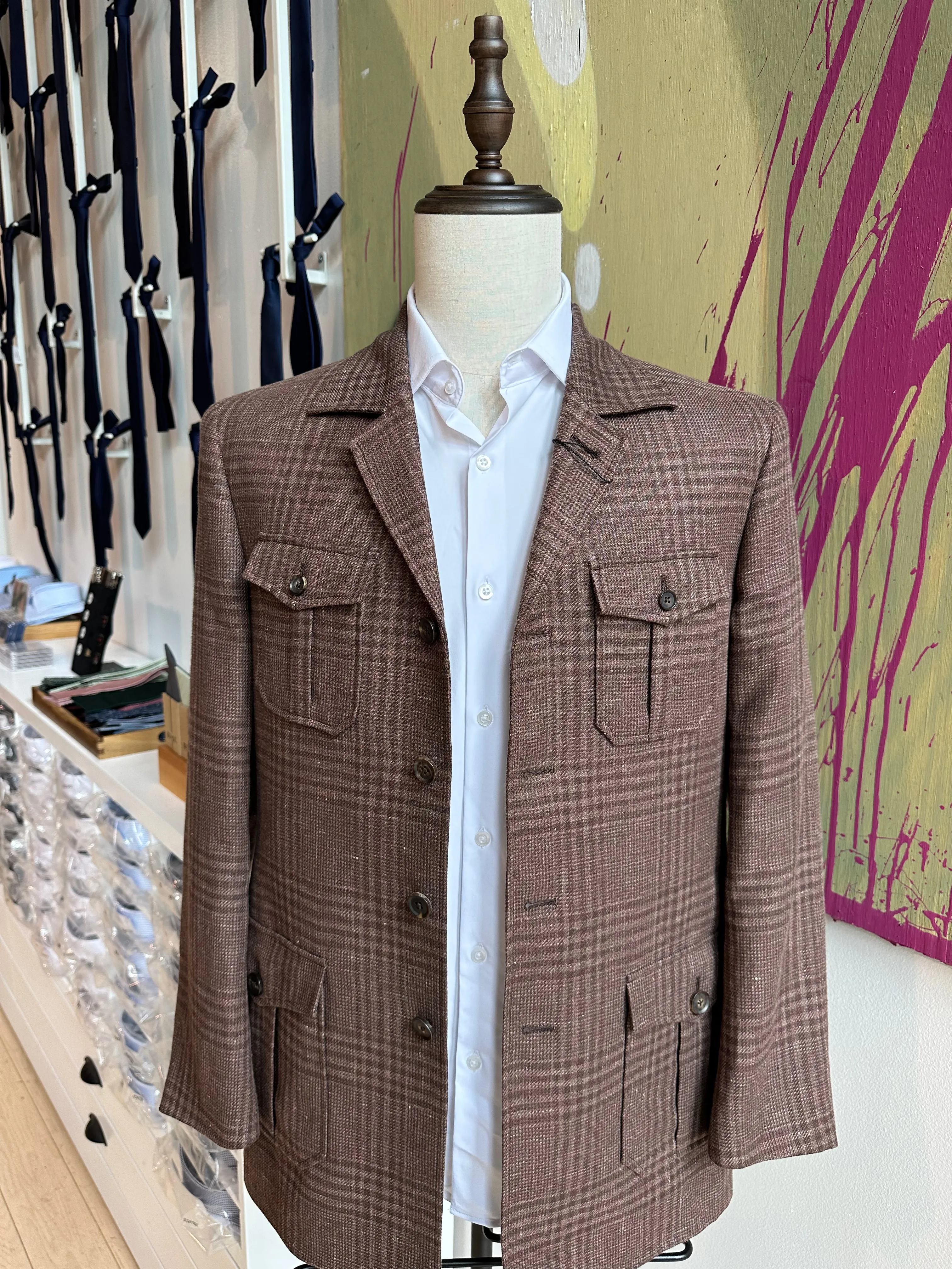Brown Plaid Safari Jacket (Final Sale)
