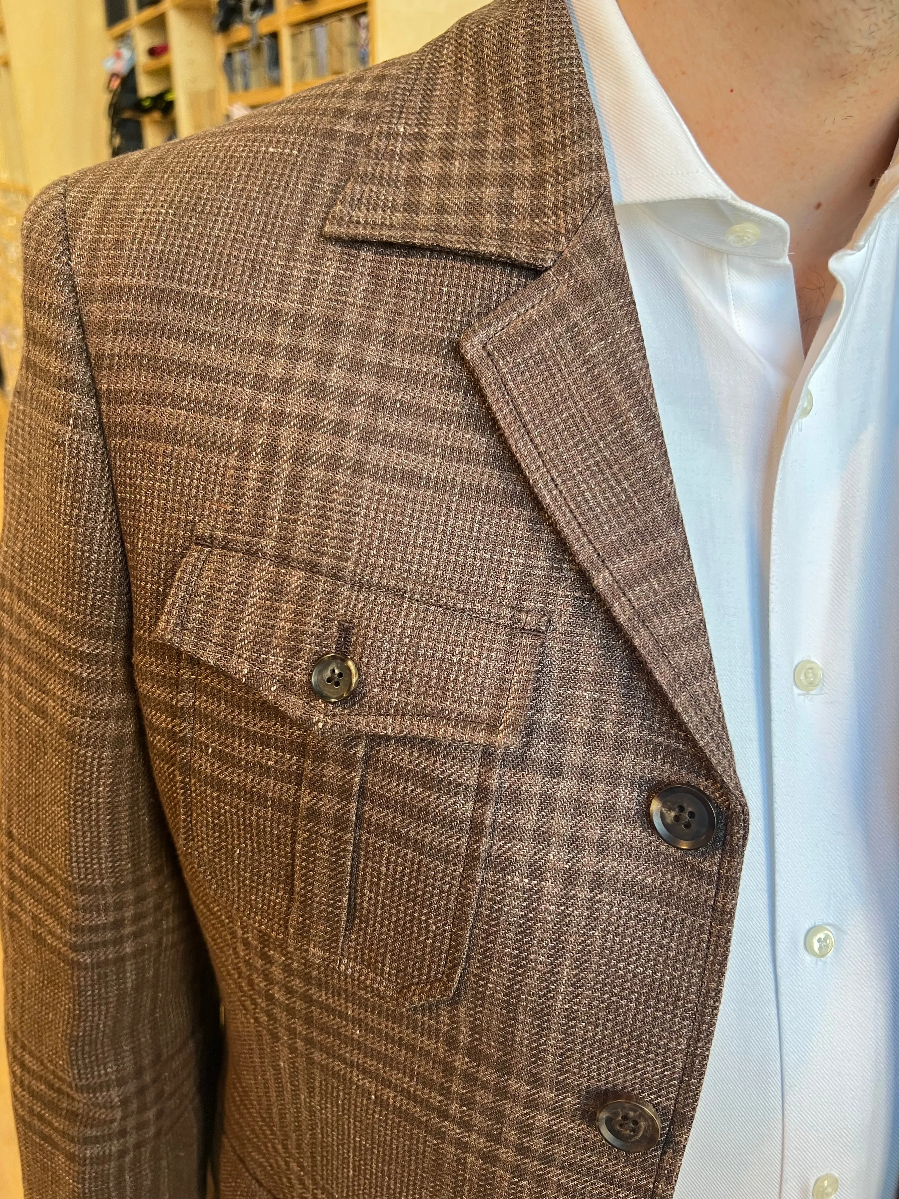 Brown Plaid Safari Jacket (Final Sale)