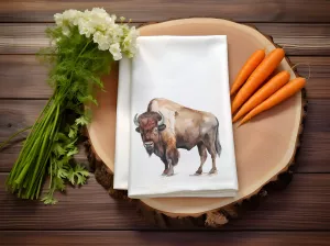 Buffalo Tea Towel, Rustic Watercolor Western Design for Stylish Cooking, Perfect Gift for Cowgirl Lovers | Wild West Chic Collection