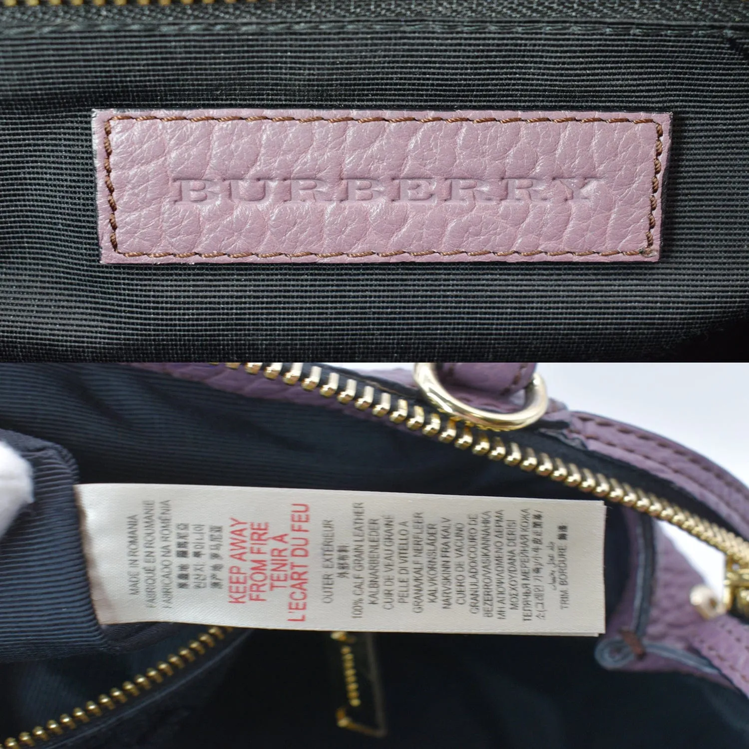 BURBERRY Gladstone Leather Satchel Bag Dusky Mauve
