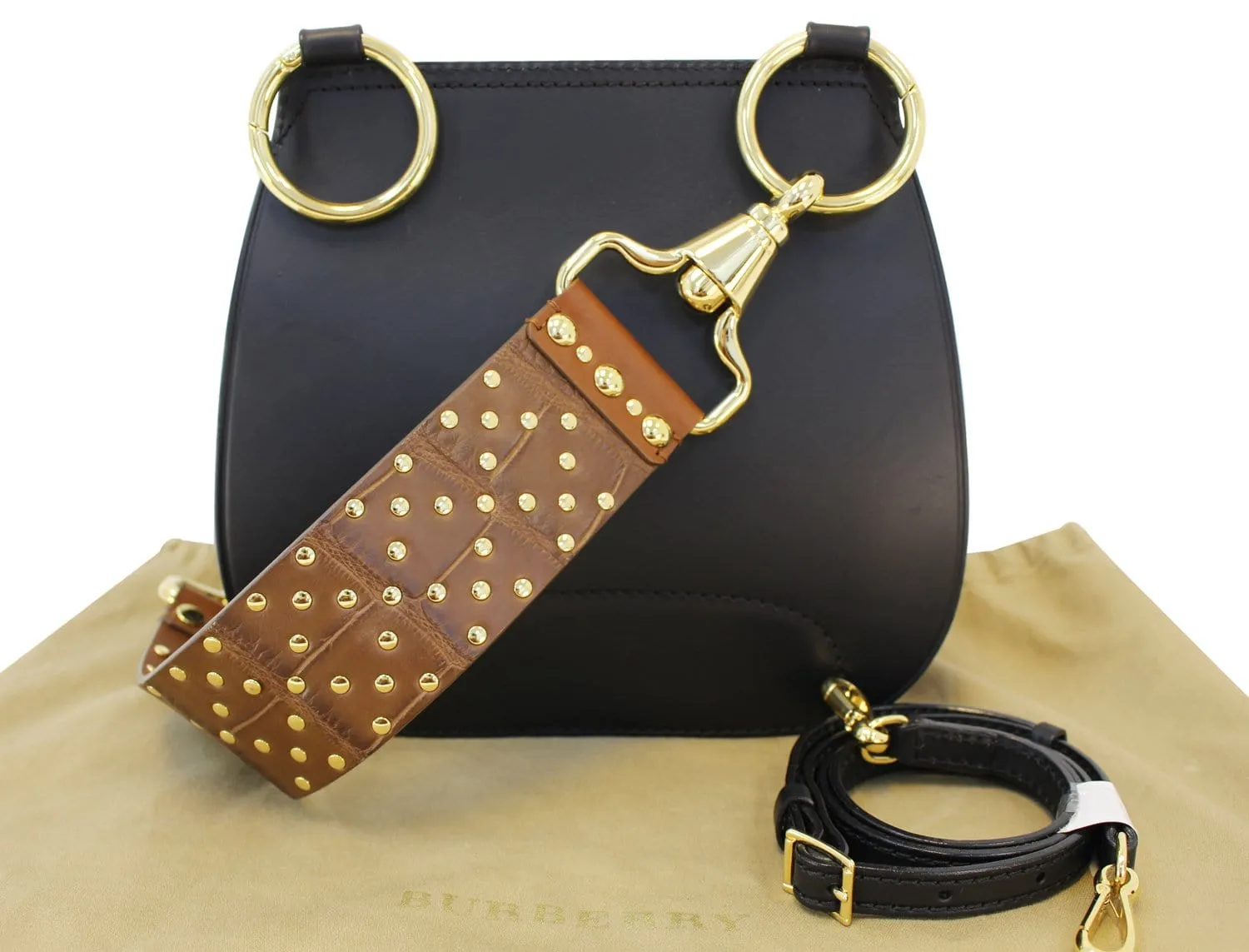 BURBERRY  Haymarket Check and Alligator Leather Bridle Bag