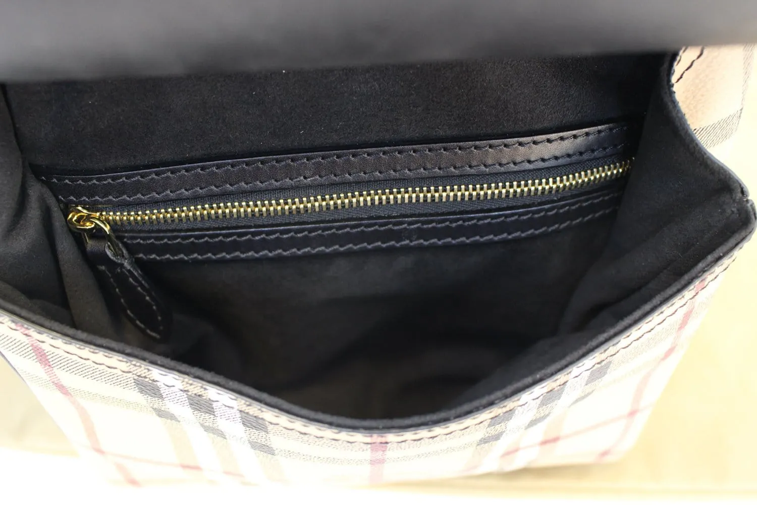 BURBERRY  Haymarket Check and Alligator Leather Bridle Bag