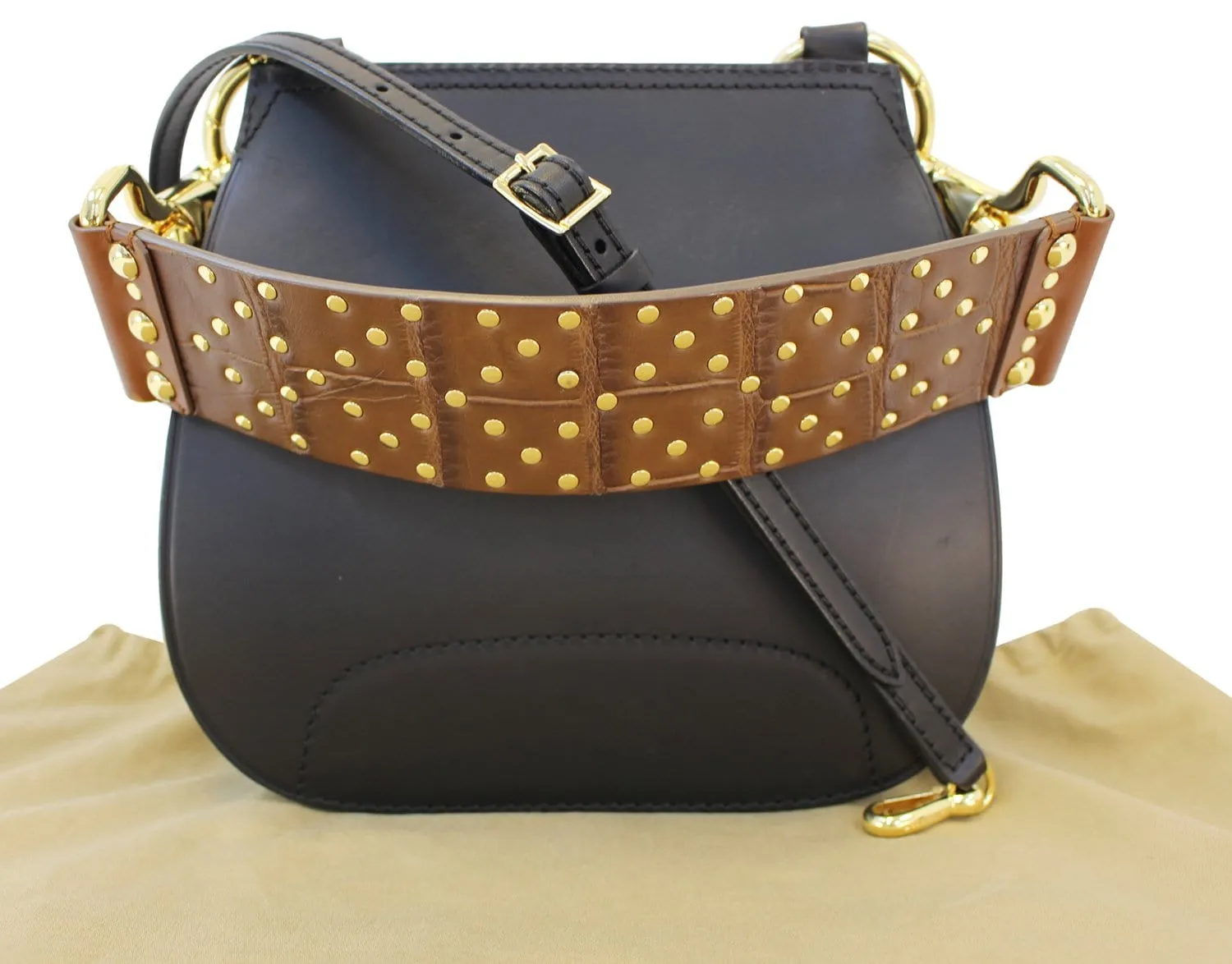 BURBERRY  Haymarket Check and Alligator Leather Bridle Bag