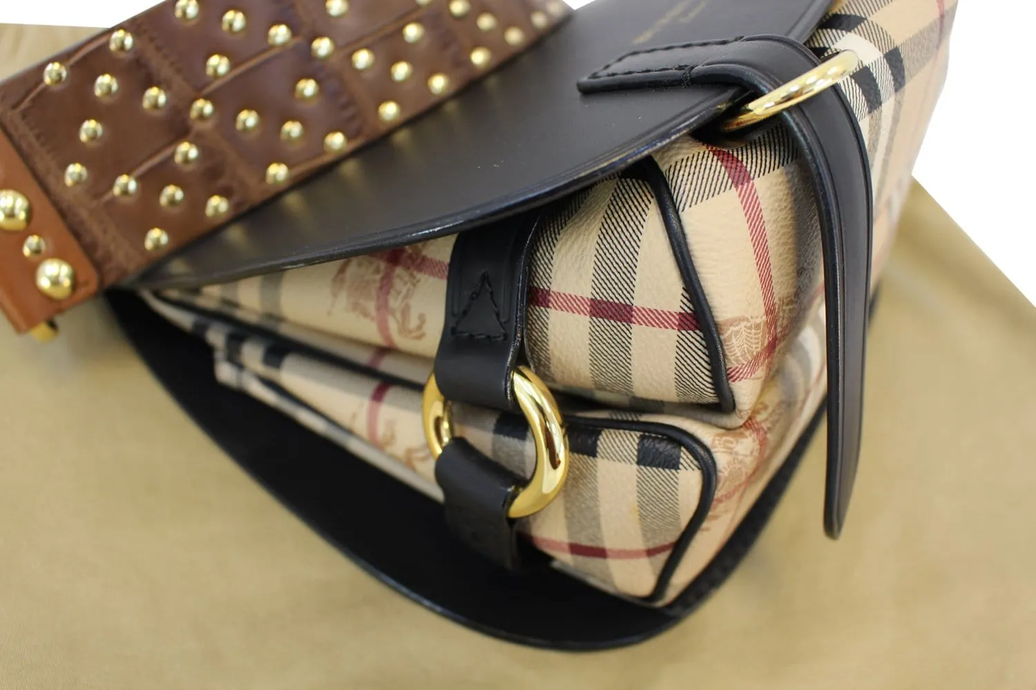 BURBERRY  Haymarket Check and Alligator Leather Bridle Bag