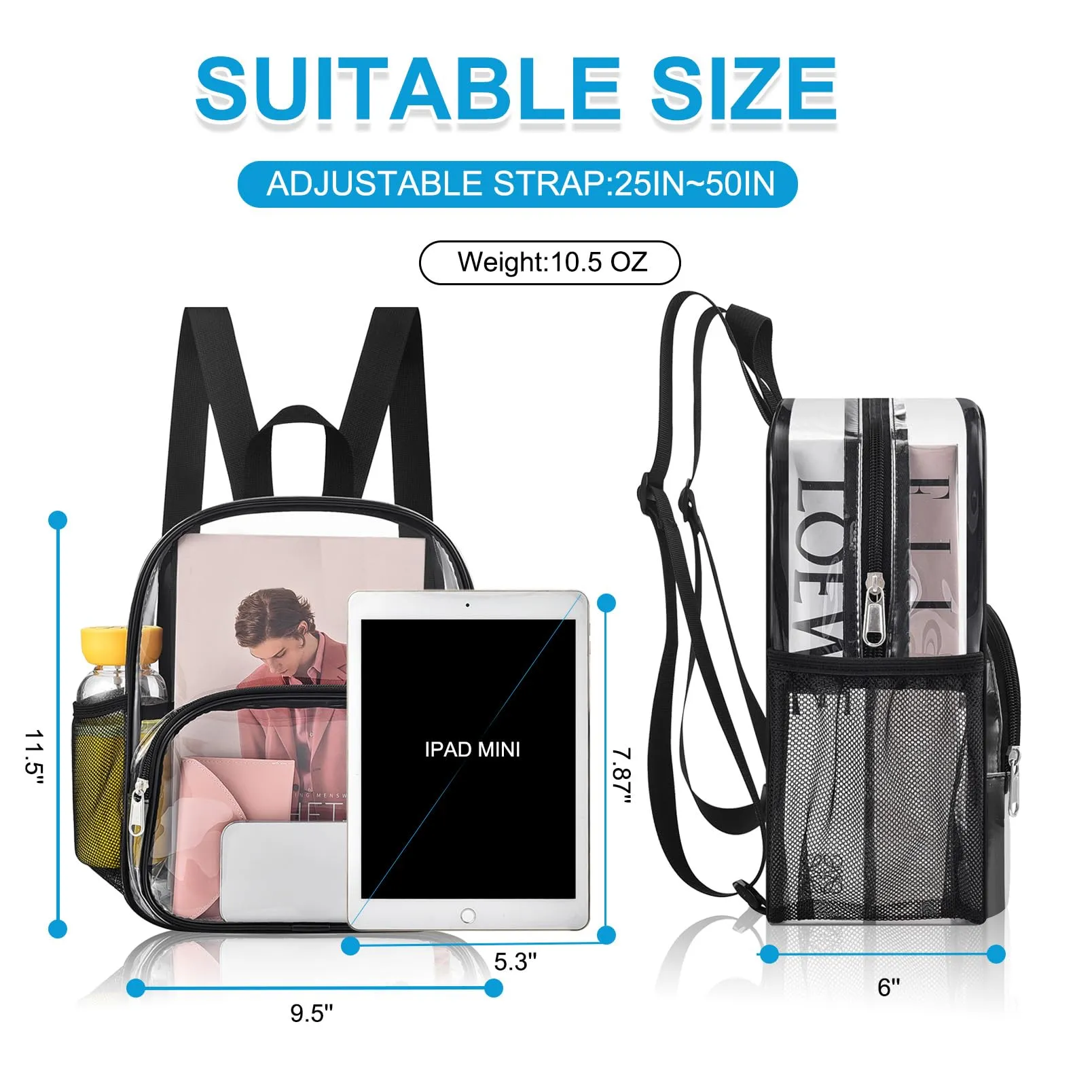 Busiuw Clear Backpack for Stadium Events and Concert