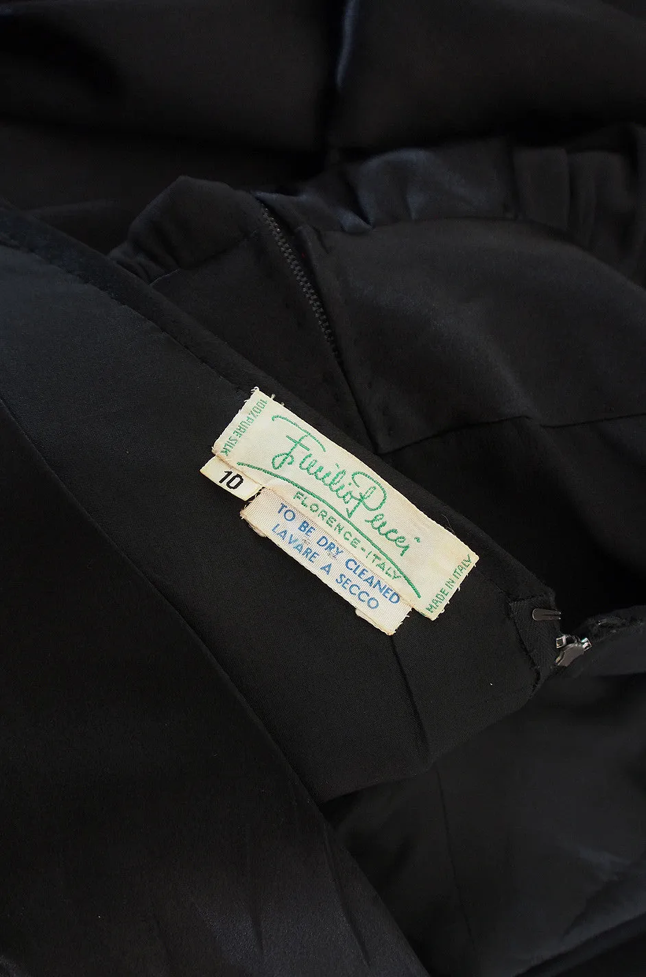 c1966 Black Silk Emilio Pucci Plunged Jumpsuit