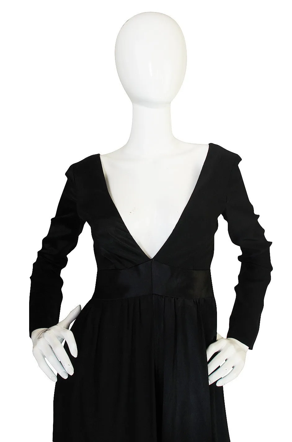 c1966 Black Silk Emilio Pucci Plunged Jumpsuit