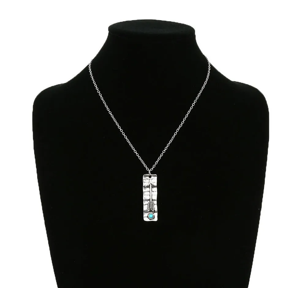Calhoun Link Chain Necklace With Rectangle Arrow Pendant - 18"