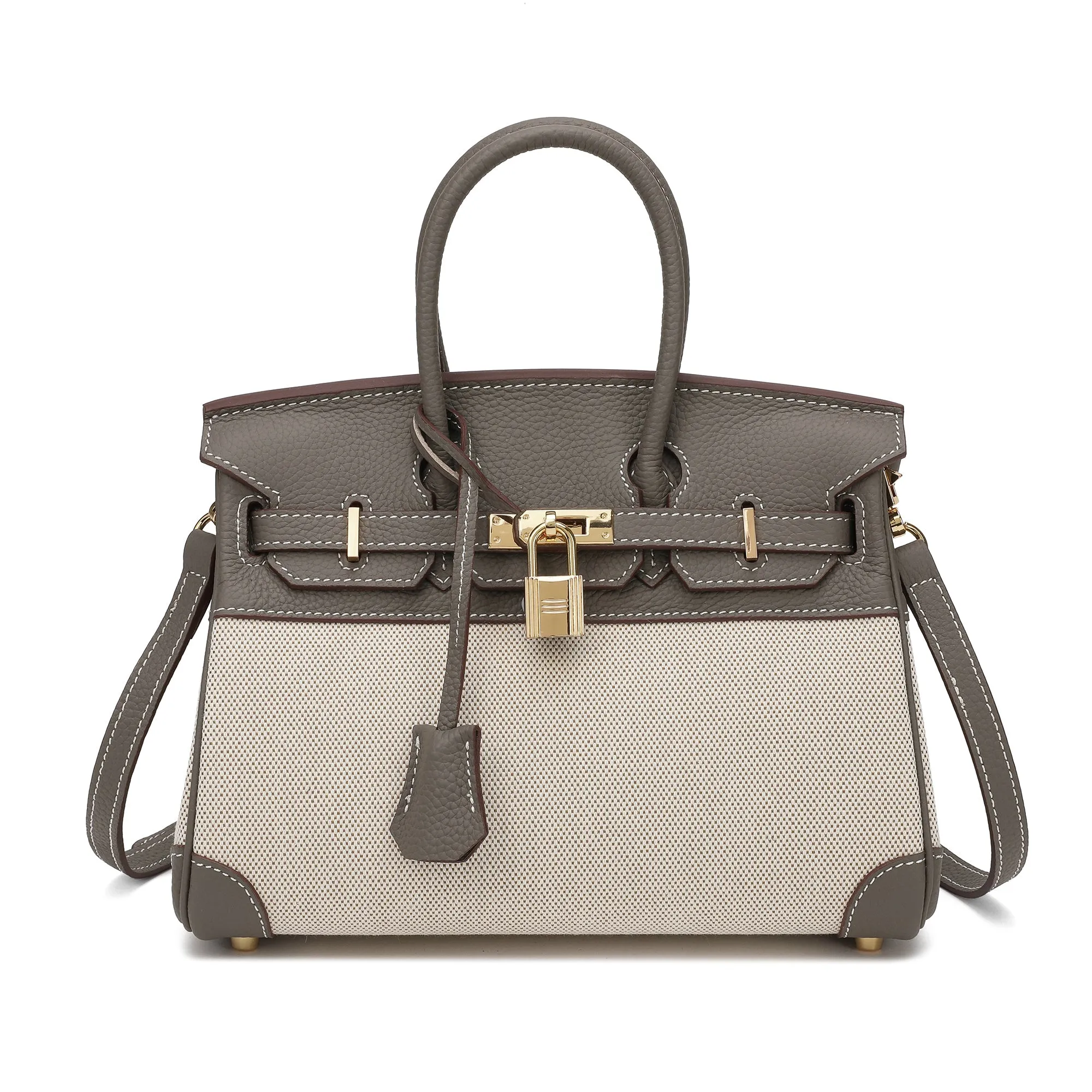 Canvas & Leather Satchel/Shoulder Bag