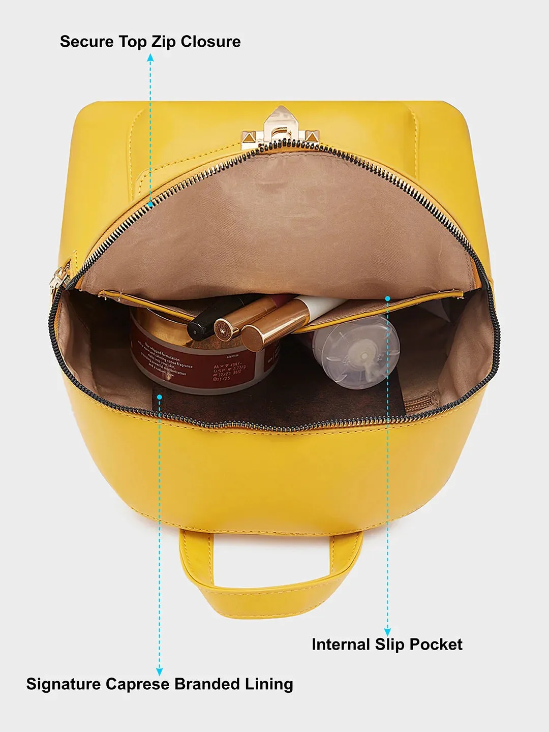 Caprese Rabina Medium Yellow Backpack