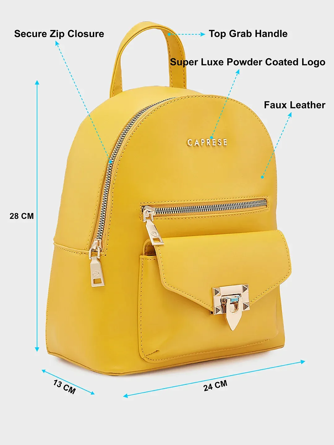 Caprese Rabina Medium Yellow Backpack