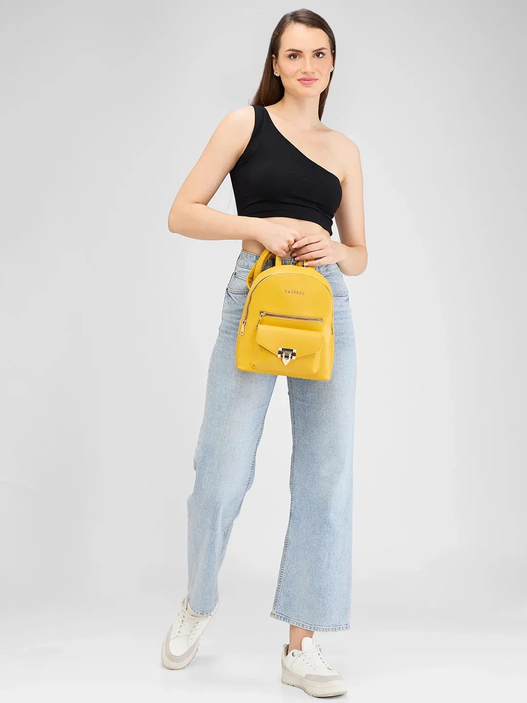 Caprese Rabina Medium Yellow Backpack