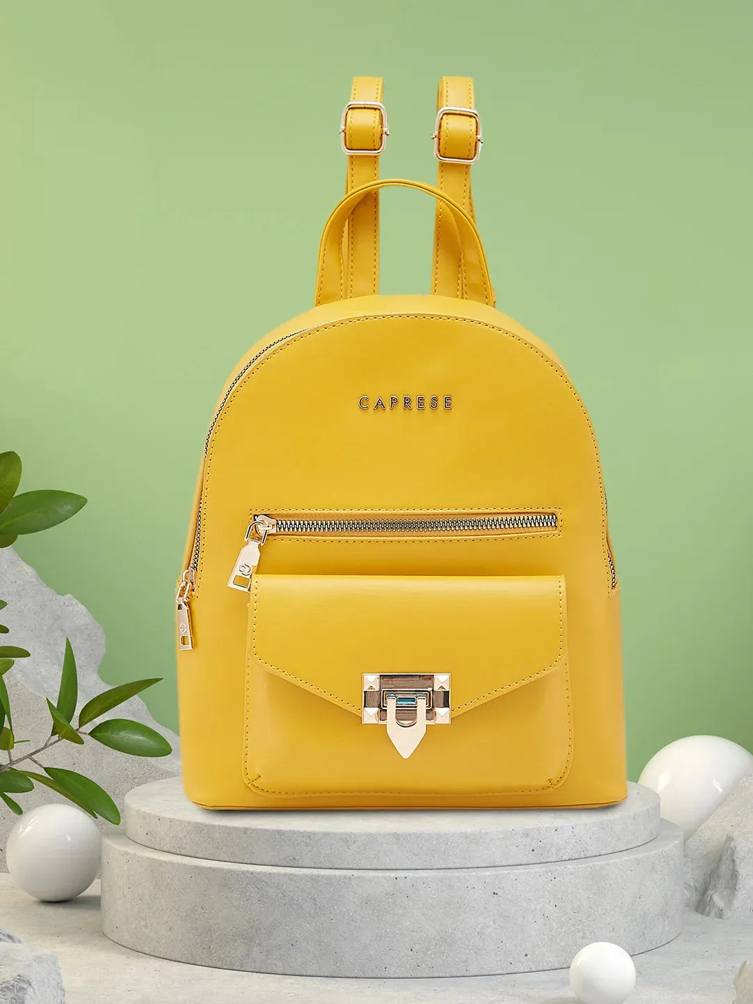 Caprese Rabina Medium Yellow Backpack