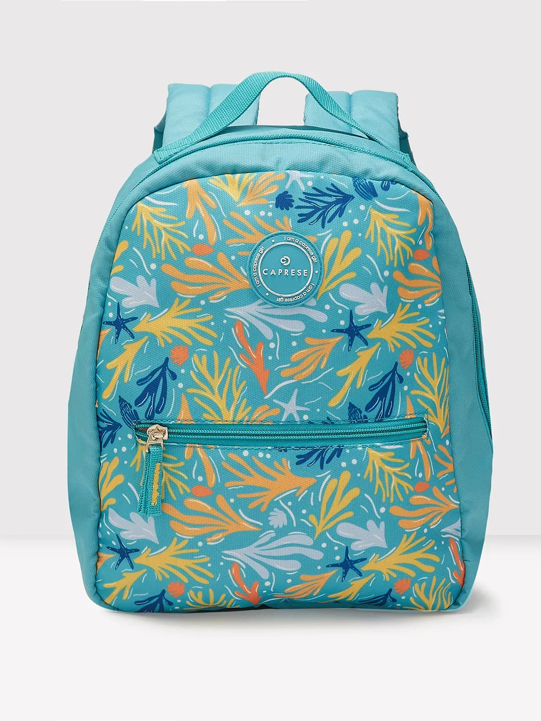 Caprese Xenia Small Turquoise Printed Backpack