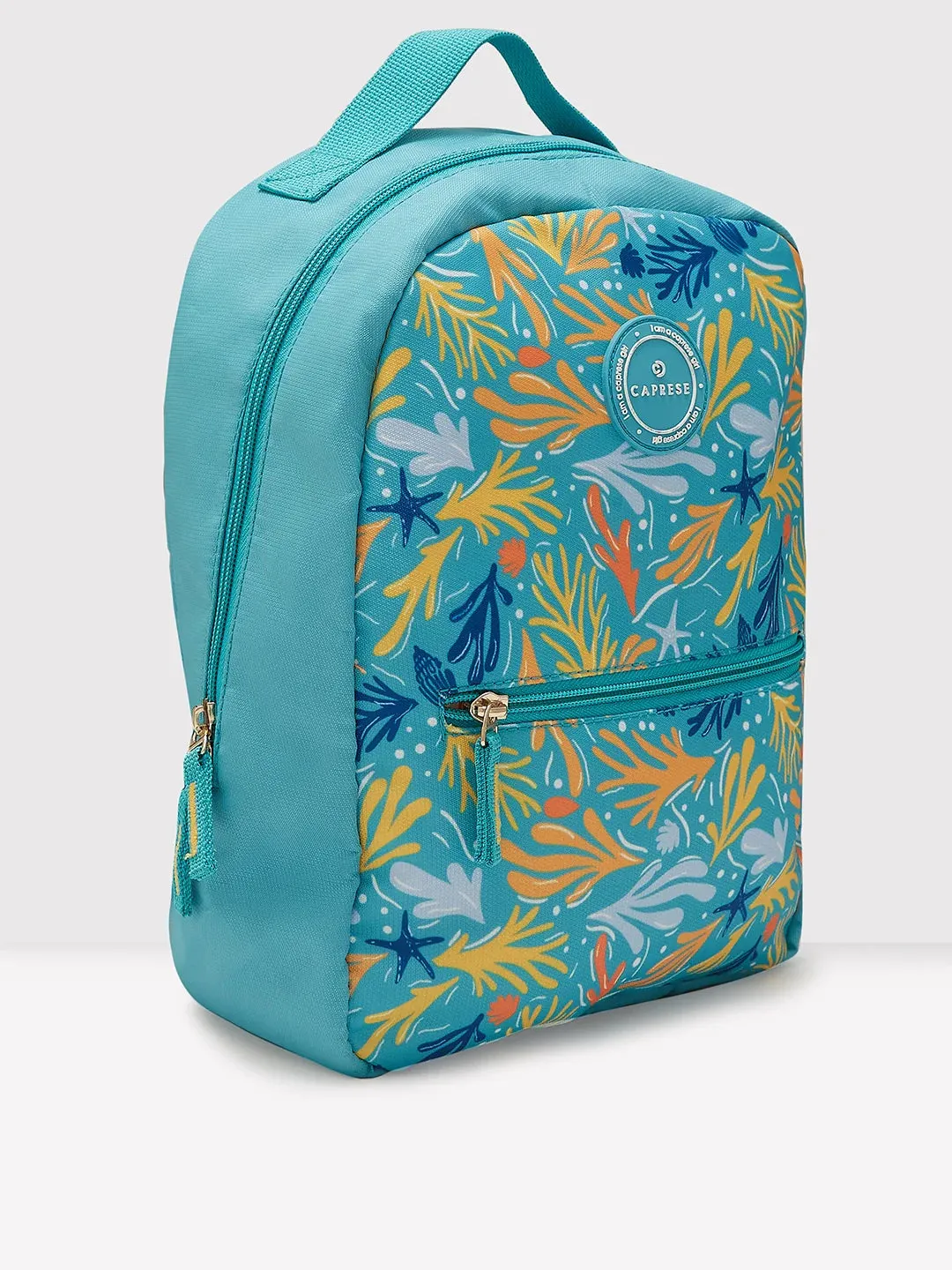 Caprese Xenia Small Turquoise Printed Backpack