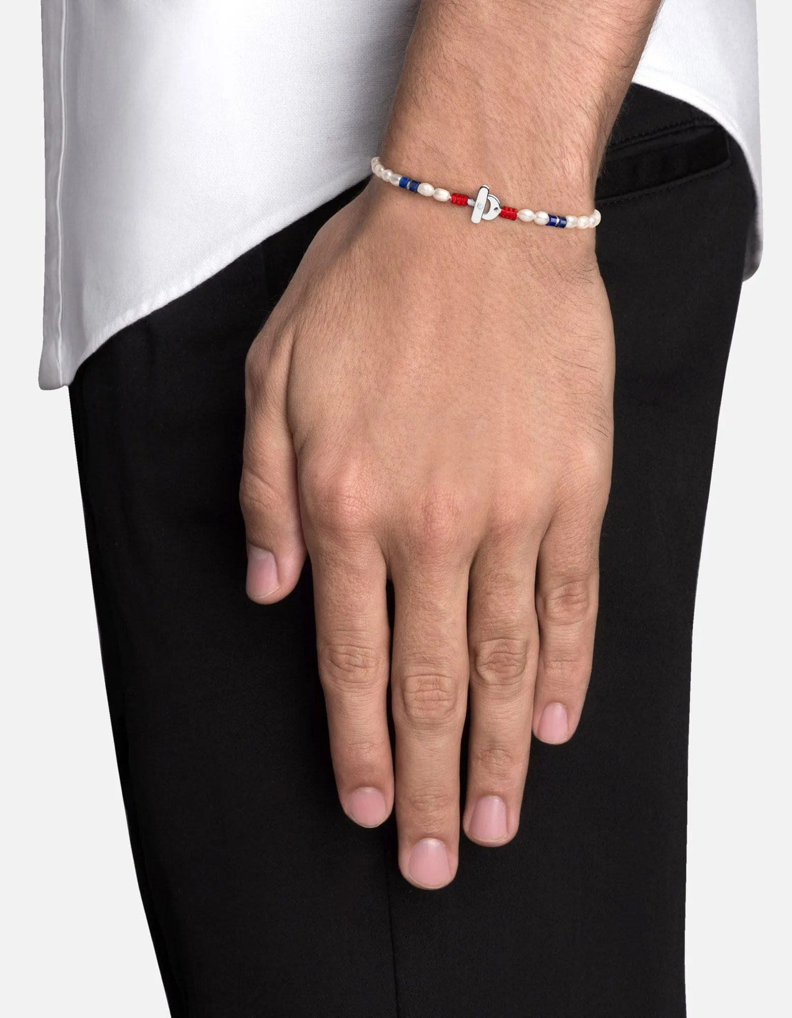 Cash Lapis Pearl Bracelet, Sterling Silver