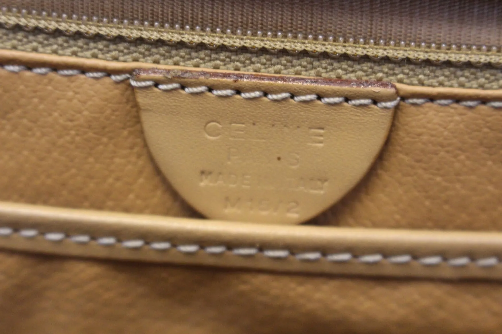 CELINE Macadam Pattern PVC Leather Brown Satchel Bag