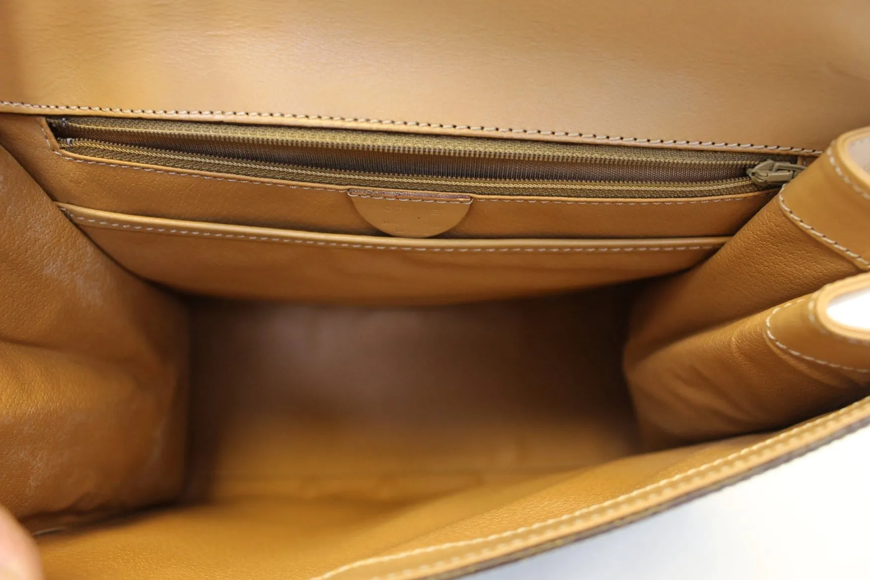 CELINE Macadam Pattern PVC Leather Brown Satchel Bag