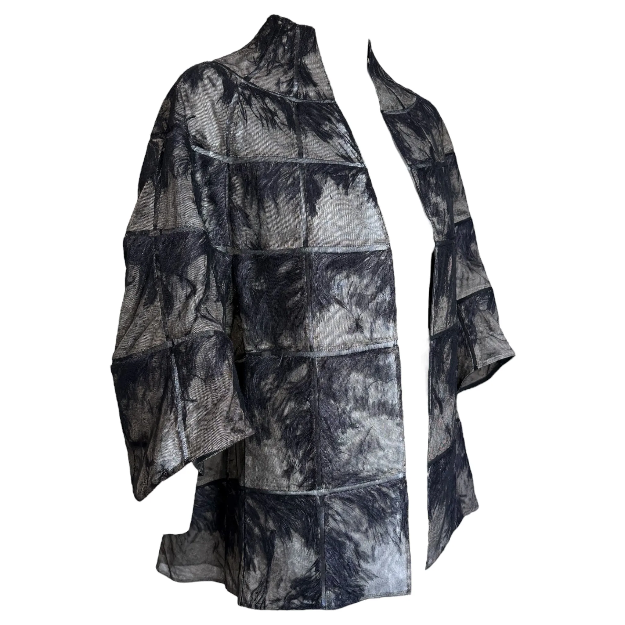 Chado Ralph Rucci 2000's RARE Sheer Tulle & Ostrich Feather Swing Jacket
