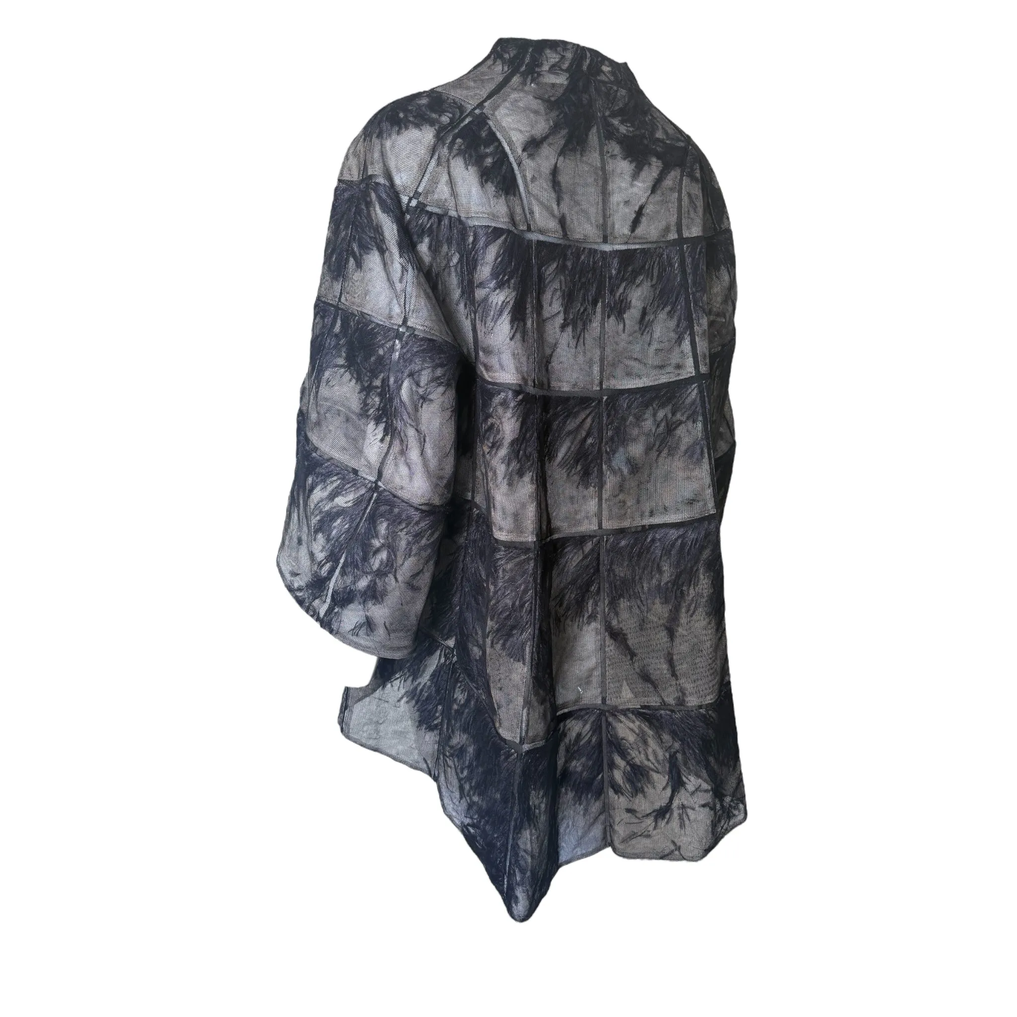 Chado Ralph Rucci 2000's RARE Sheer Tulle & Ostrich Feather Swing Jacket