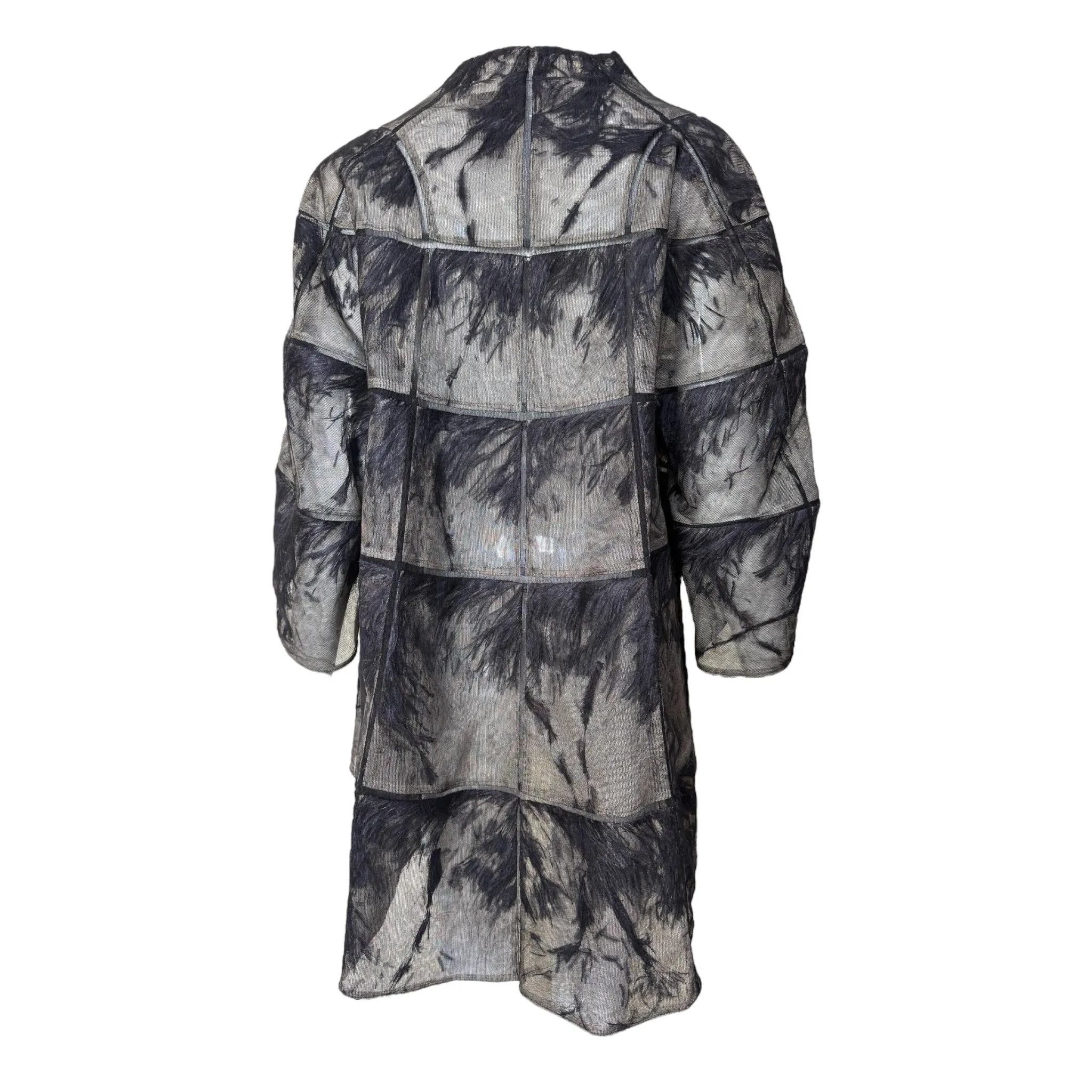 Chado Ralph Rucci 2000's RARE Sheer Tulle & Ostrich Feather Swing Jacket