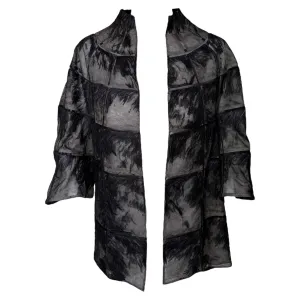 Chado Ralph Rucci 2000's RARE Sheer Tulle & Ostrich Feather Swing Jacket