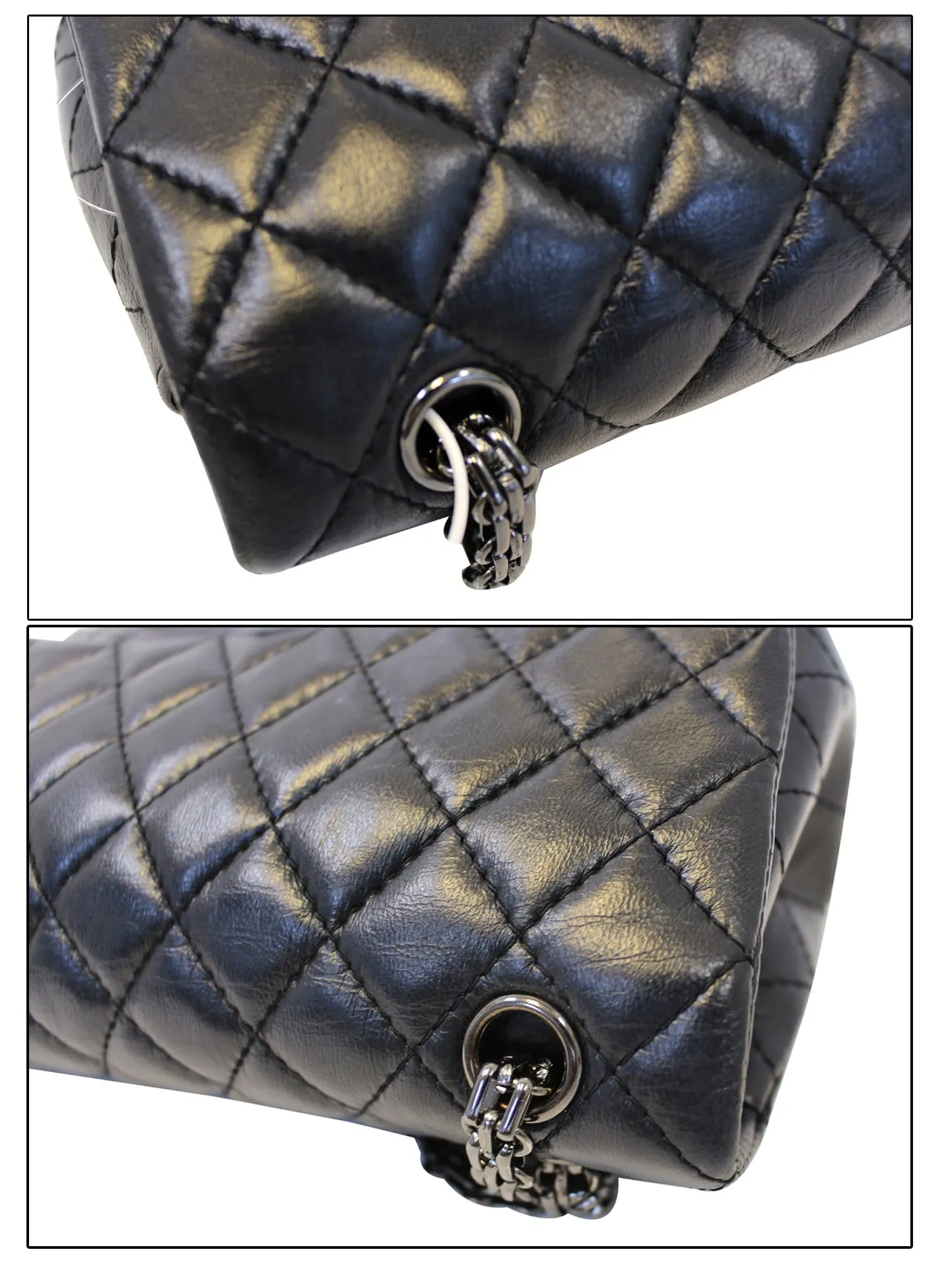 CHANEL Black Metallic Reissue 2.55 Leather Flap Bag