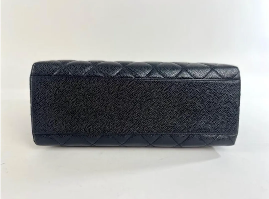 Chanel Caviar Leather Top Handle Flap Bag with SHW in Black