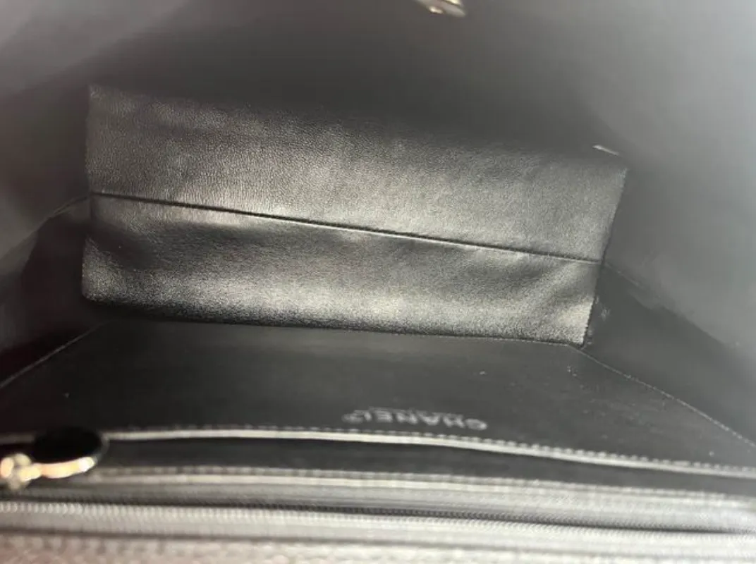 Chanel Caviar Leather Top Handle Flap Bag with SHW in Black