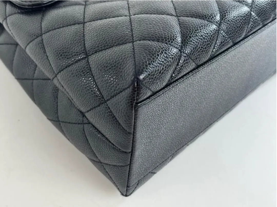 Chanel Caviar Leather Top Handle Flap Bag with SHW in Black