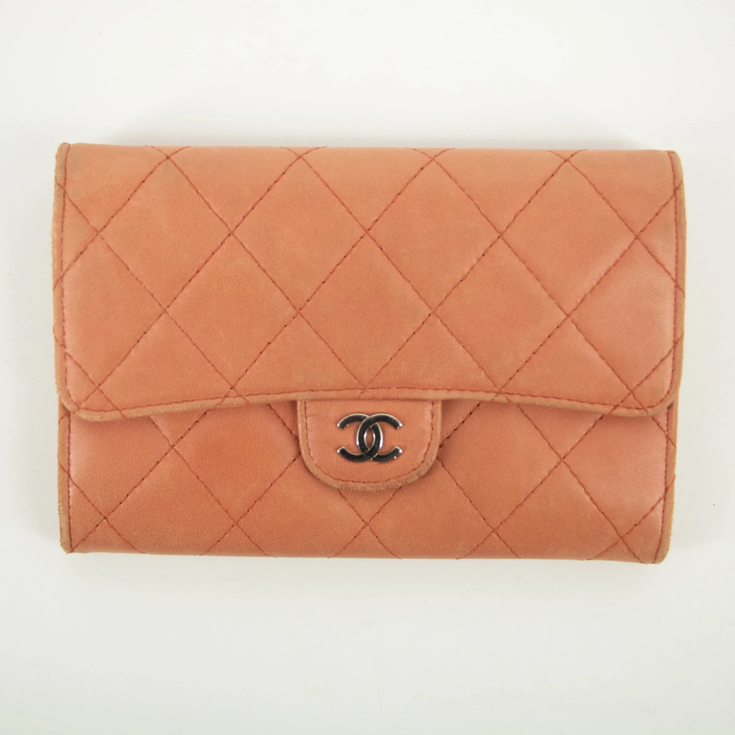 Chanel Pink Coco Mark Matelasse Lambskin Wallet #2365