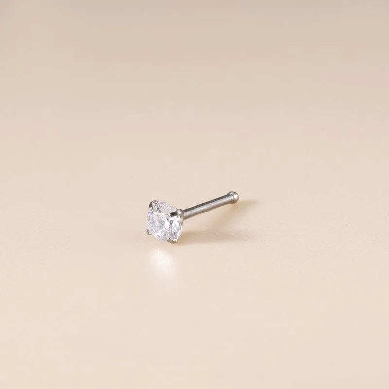 Chic 3mm Cubic Zirconia Inlaid Titanium Nose Piercing Nose Stud